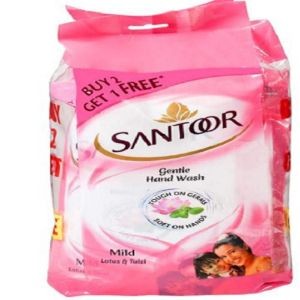 Santoor h/w  mild lotus & tulsi 180ml pouch buy 1 get 1