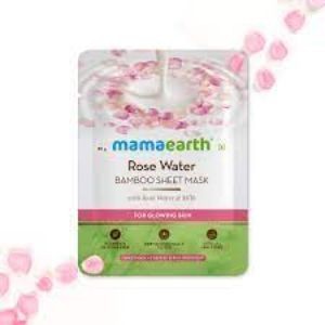 Mamaearth rose water bamboo sheet mask for glowing skin 25 g