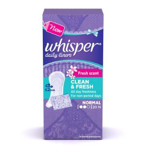 Whisper clean & fresh scent non period normal 20n