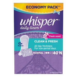 Whisper clean & fresh scent non period normal 40n