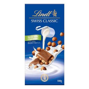 LINDT SWISS CLASSIC MILK CHOCOLATE HAZELNUT 100G