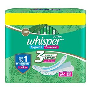 Whisper Ultra Hygiene + Comfort Xl+ 60 Pads