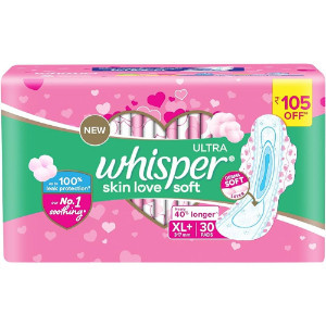 Whisper Ultra Skin Love Soft Xl+317Mm 30Pads