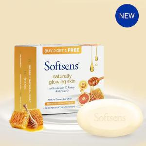 Softsens Naturally Glowing Skin Vit-C Honey & Turmeric Soap 3*100Gm