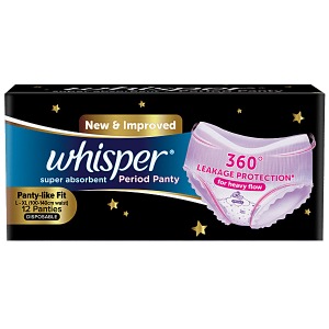 Whisper Bindazzz Nights Period Panty M-L (60-100 Cm 12 Panties