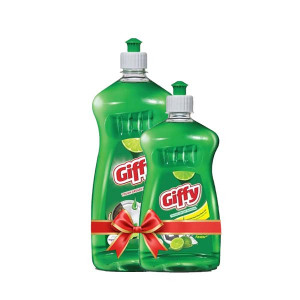 Giffy  Dish Wash Gel Green Lime & Active Salt 750Ml+500Ml Btl