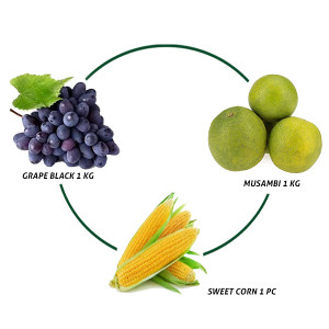 Grape Black 1 Kg + Musambi 1 Kg + Sweet Corn 1 PC