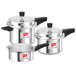 Impex Aluminium Pressure Cooker 3Pcs Combo Eco235