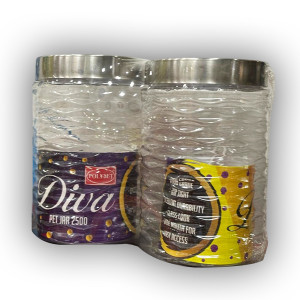 Polyset Diva Pet Jar 2 Pcs Set 2500Ml Ss Lid