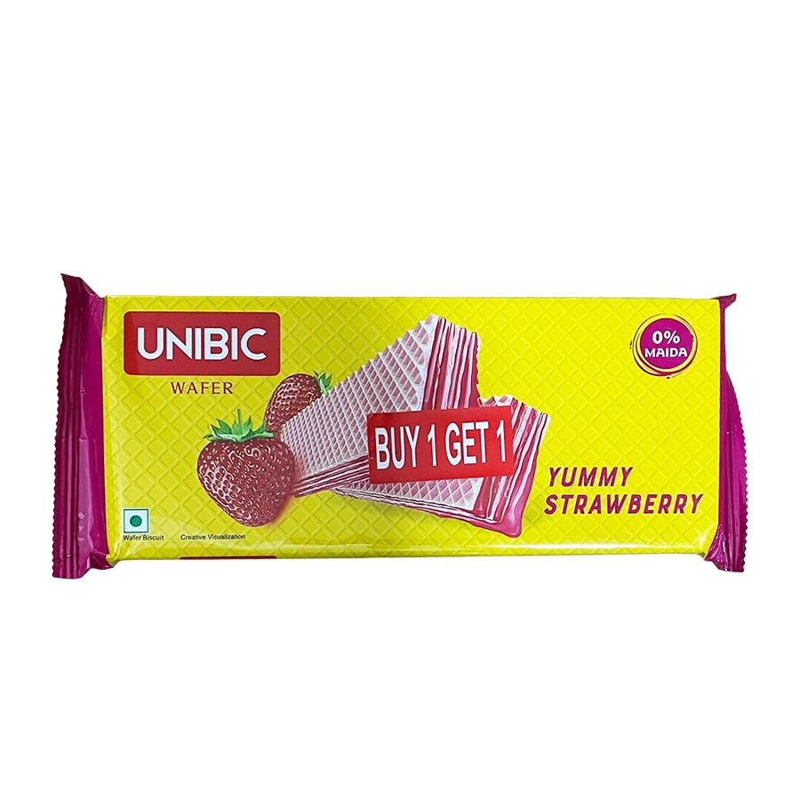 Unibic yummy strawberry wafers 75g