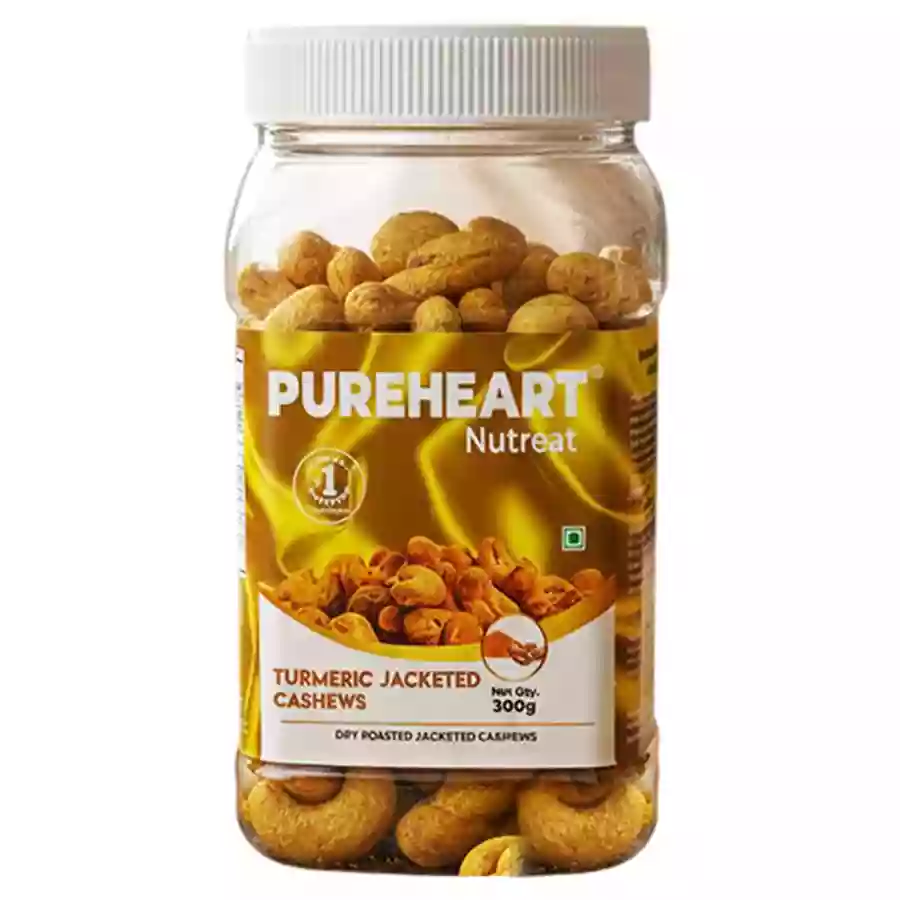 Pureheart Turmeric Jacketed Cashews 300 Gm Jar