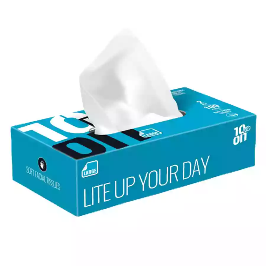 10On Lite Soft Facial Tissues - Large 100 Pulls