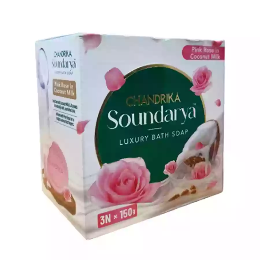 Chandrika Soundarya Luxury Bath Soap 450 Gm Pink Rose (3*150)