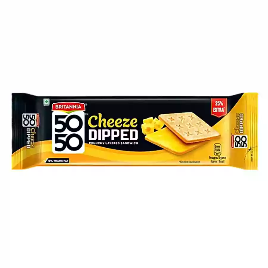 Britannia 50 50 Cheeze Dipped Biscuit 150Gm