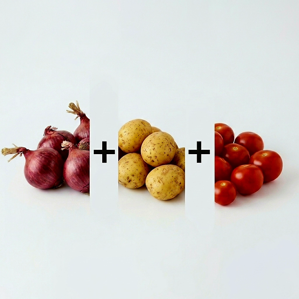 Onion Red 1 kg + Tomato 1 kg + Potato 1 kg